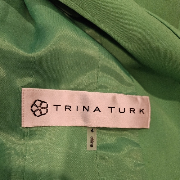 Trina Turk~Womens 4 Green Lined 2-Button Blazer Jacket - Picture 5 of 6
